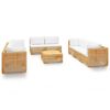 vidaXL Salon de jardin 9 pcs avec coussins Bois de teck solide