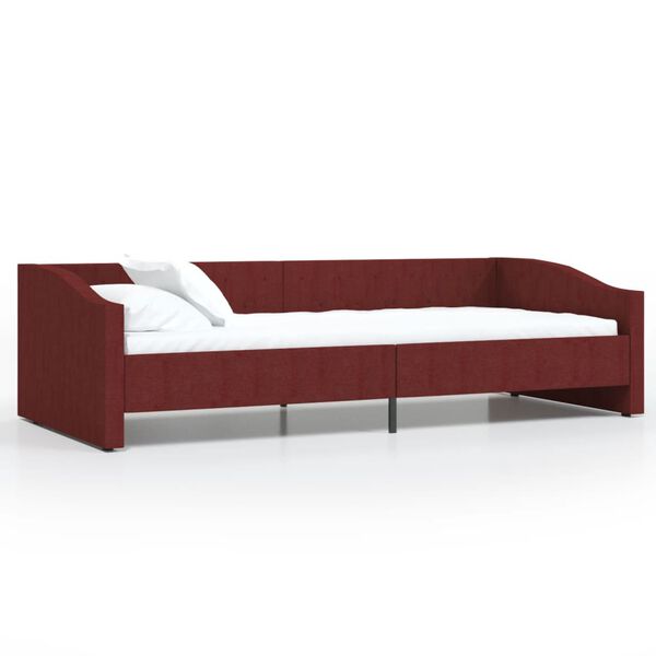 vidaXL Lit avec &eacute;clairage USB Rouge bordeaux Tissu 90x200 cm