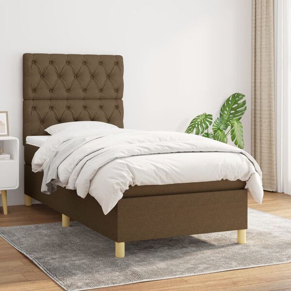 vidaXL Sommier &agrave; lattes de lit avec matelas Marron fonc&eacute; 80x200 cm