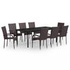 vidaXL Ensemble &agrave; manger de jardin 9 pcs Marron et noir
