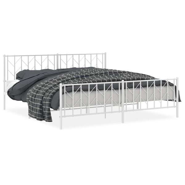 vidaXL Cadre de lit métal sans matelas et pied de lit blanc 193x203 cm