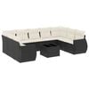 vidaXL Salon de jardin 10 pcs avec coussins noir r&eacute;sine tress&eacute;e