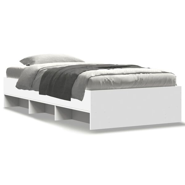 vidaXL Cadre de lit sans matelas blanc 90x200 cm bois d'ing&eacute;nierie