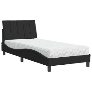 vidaXL Lit avec matelas Hanko noir 90x200 cm velours