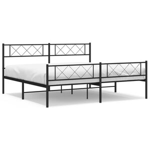 vidaXL Cadre de lit m&eacute;tal sans matelas avec pied de lit noir 180x200cm