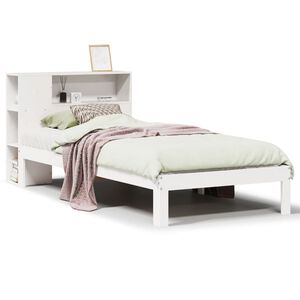 vidaXL Lit biblioth&egrave;que sans matelas blanc 90x190cm bois de pin massif