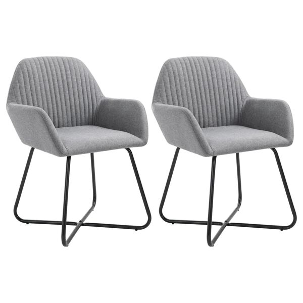 vidaXL Chaises &agrave; manger lot de 2 gris clair tissu