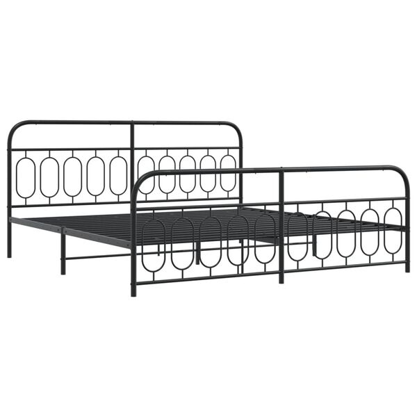 vidaXL Cadre de lit métal sans matelas avec pied de lit noir 200x200cm
