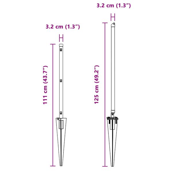 vidaXL Poteau de cl&ocirc;ture. 52 pcs Gris 3,2 x 3,2 x 80 cm