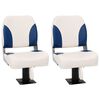 vidaXL Si&egrave;ge de bateau pliable lot de 2 bleu et blanc