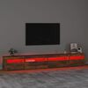 vidaXL Meuble TV avec lumi&egrave;res LED Ch&ecirc;ne fum&eacute; 270x35x40 cm