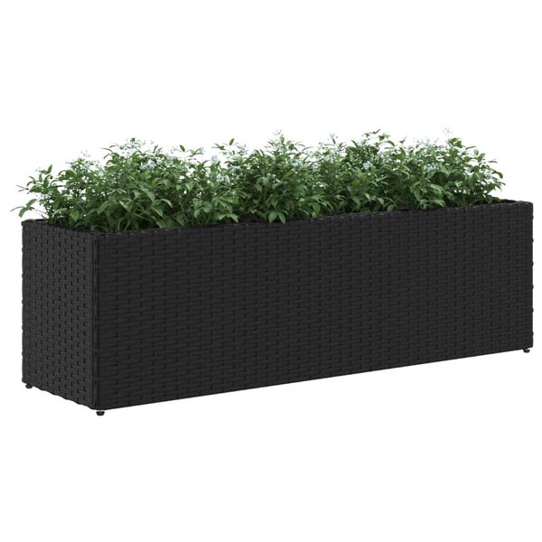 vidaXL Jardini&egrave;res avec 3 pots 2 pcs noir 105x30x32 cm r&eacute;sine tress&eacute;e