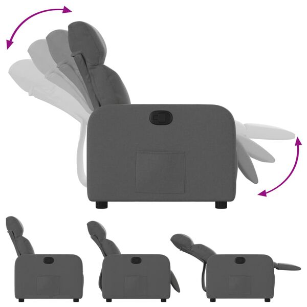 vidaXL Fauteuil inclinable Gris fonc&eacute; Tissu