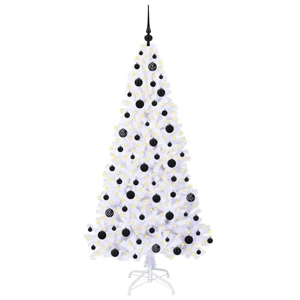 vidaXL Sapin de No&euml;l artificiel avec 300 LED Blanc 180 cm PVC et Acier