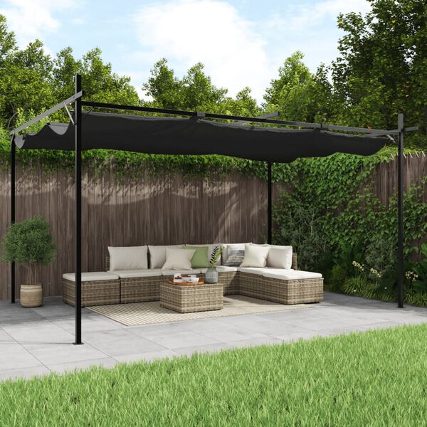 vidaXL Pergola avec toit r&eacute;tractable anthracite 395x292x230 cm