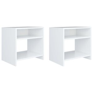 vidaXL Tables de chevet 2 pcs Blanc 40x30x40 cm Bois d'ing&eacute;nierie