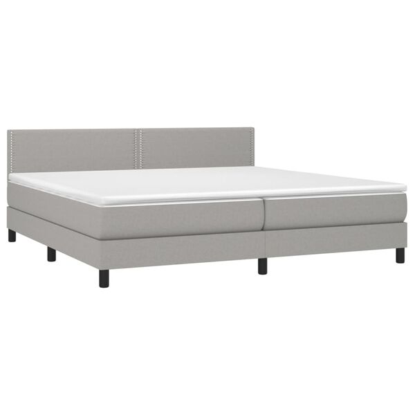 vidaXL Sommier &agrave; lattes de lit avec matelas Gris clair 200x200cm Tissu