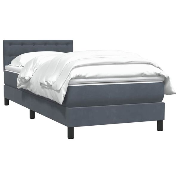 vidaXL Sommier &agrave; lattes de lit et matelas gris fonc&eacute; 80x220 cm velours