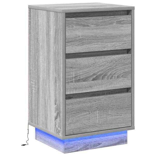 vidaXL Cabinet de chevet Gris 39 x 34,5 x 65 cm Bois d'ing&eacute;nierie