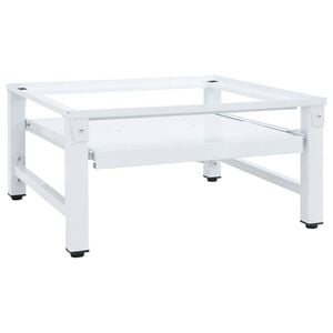 vidaXL Socle pour machine à laver avec étagère coulissante Blanc