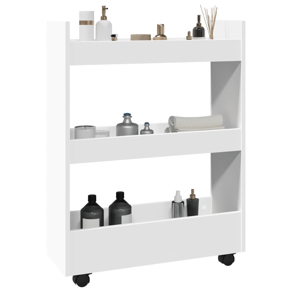 Chariot De Rangement étroit 3 Niveaux VidaXL - Chêne Artisanal, Roulettes