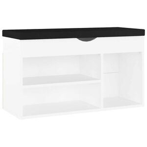 vidaXL Banc &agrave; chaussures avec coussin Blanc Bois d'ing&eacute;nierie