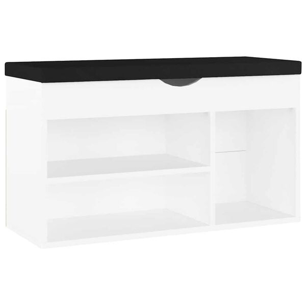 vidaXL Banc &agrave; chaussures avec coussin Blanc Bois d'ing&eacute;nierie