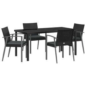 vidaXL Ensemble de salle &agrave; manger pour jardin 5 pcs Noir et gris