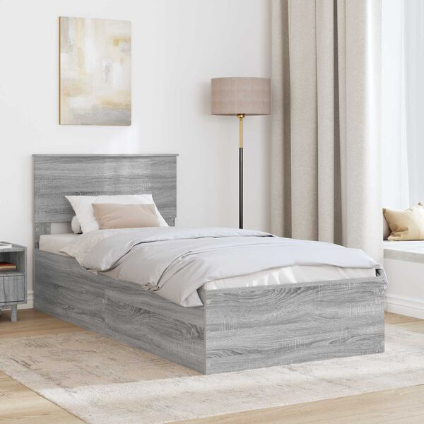 vidaXL Cadre de lit Gris Sonoma 75 x 190 cm Bois d'ing&eacute;nierie