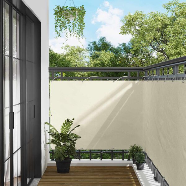 vidaXL &Eacute;cran de balcon Cr&egrave;me 110 x 500 cm Tissu Oxford