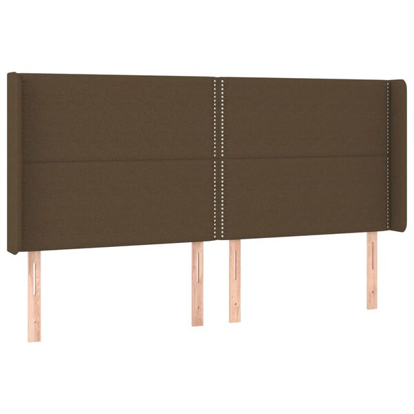 vidaXL T&ecirc;te de lit avec oreilles Marron fonc&eacute; 163x16x118/128 cm Tissu