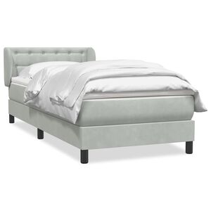 vidaXL Sommier &agrave; lattes de lit et matelas gris clair 90x210 cm velours