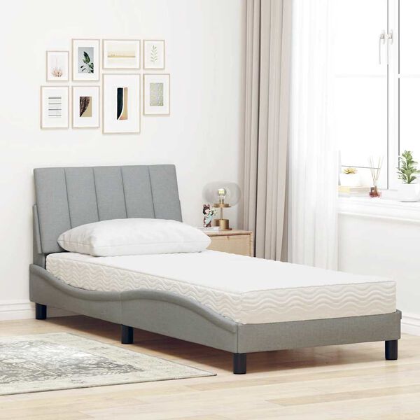 vidaXL Lit avec matelas Hanko gris clair 80x200 cm tissu