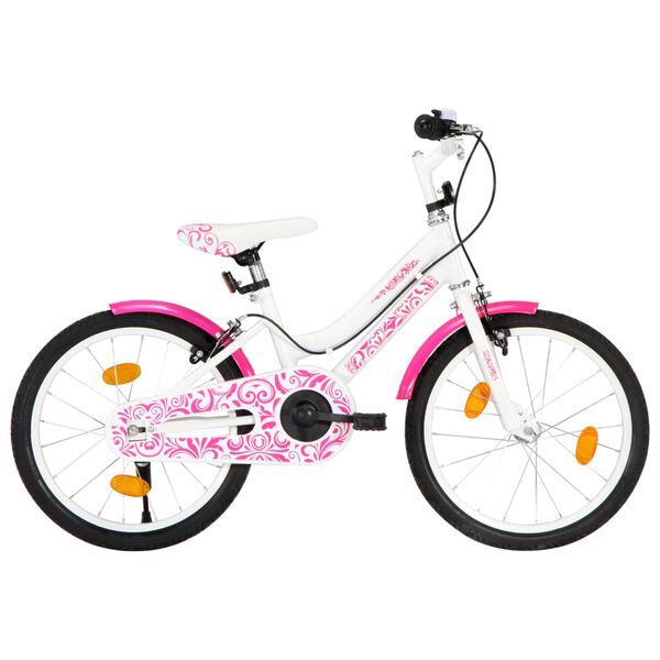 vidaXL V&eacute;lo pour enfants 18 pouces Rose et blanc