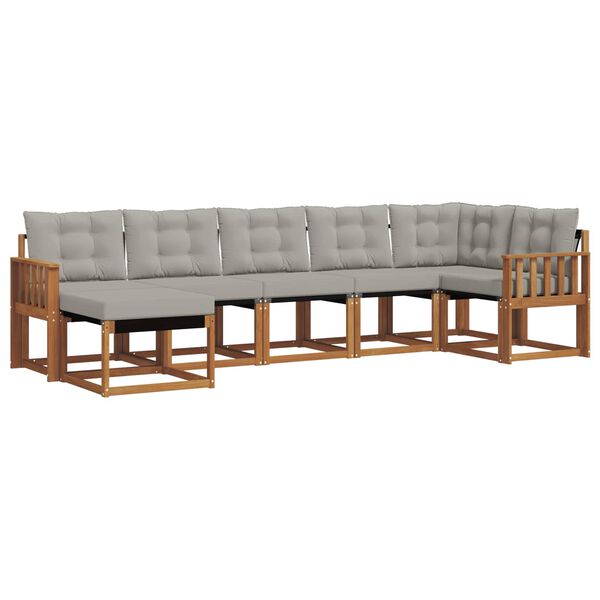 vidaXL Ensemble de canap&eacute;s d'ext&eacute;rieur 7 pcs Gris Naturel et Clair