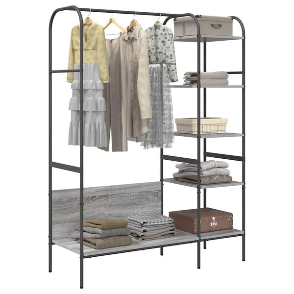 vidaXL Porte-vêtements Gris 120 x 44 x 160 cm Bois d'ingénierie