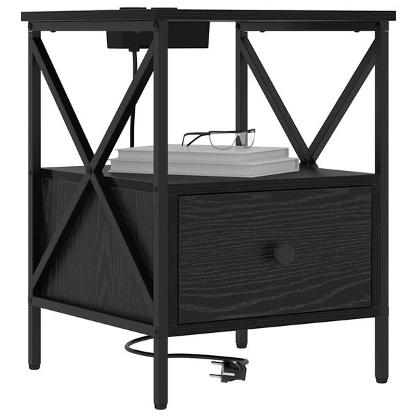 vidaXL Cabinet de chevet 2 pcs Ch&ecirc;ne noir 41,5 x 40,5 x 55 cm