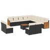 vidaXL Salon de jardin avec coussins 14 pcs noir r&eacute;sine tress&eacute;e