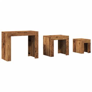 vidaXL Tables basses gigognes 3 pcs vieux bois bois d'ing&eacute;nierie