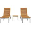 vidaXL Chaises longues 2pcs avec table 3 pcs Marron Acacia massif