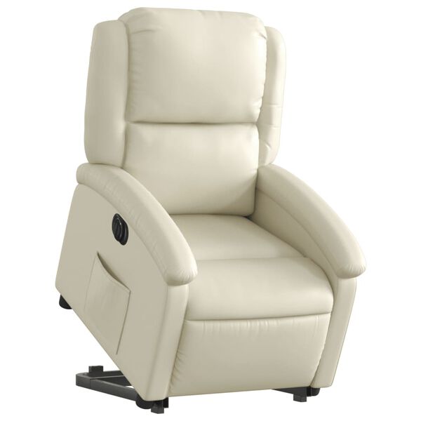 vidaXL Fauteuil inclinable électrique crème similicuir