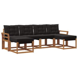 vidaXL Ensemble de canap&eacute;s d'ext&eacute;rieur 6 pcs Naturel et Noir