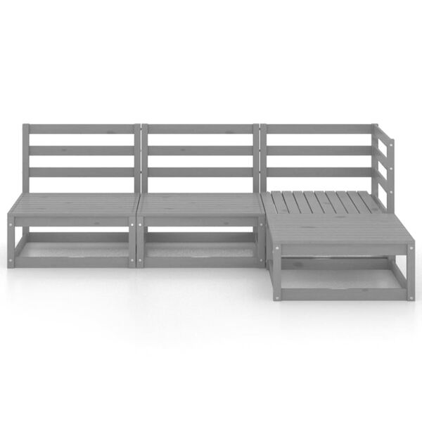 vidaXL Salon de jardin 4 pcs gris bois de pin massif