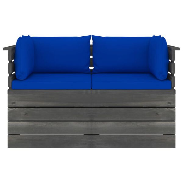 vidaXL Canap&eacute; palette de jardin 2 places avec coussins Bois de pin
