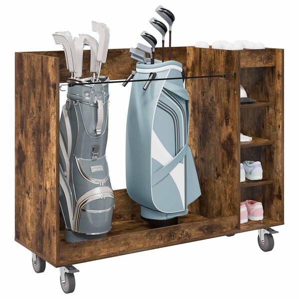 vidaXL Armoire de Golf avec roue Uni Ch&ecirc;ne fum&eacute; 120 x 45 x 98 cm