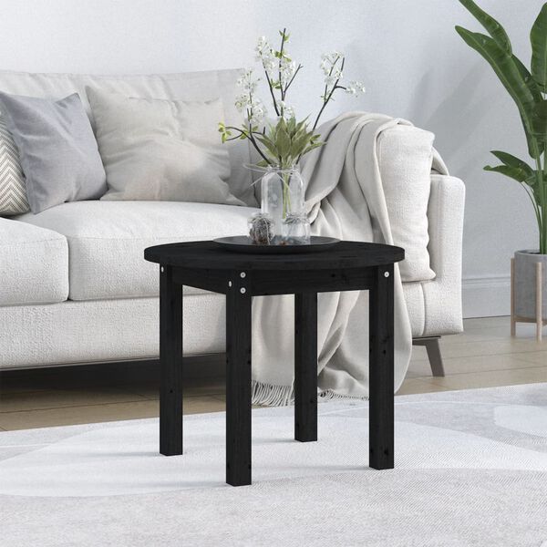 vidaXL Table basse Noir &Oslash; 55x45 cm Bois massif de pin