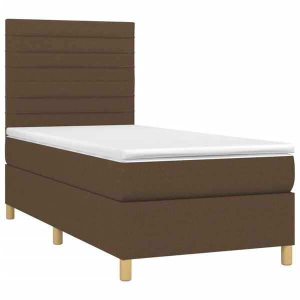 vidaXL Sommier &agrave; lattes de lit matelas et LED Marron fonc&eacute; 100x200 cm