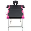 vidaXL Table de massage pliable 2 zones Aluminium Noir et rose