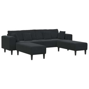 vidaXL Canap&eacute; avec coussin 3 pcs Noir Velours