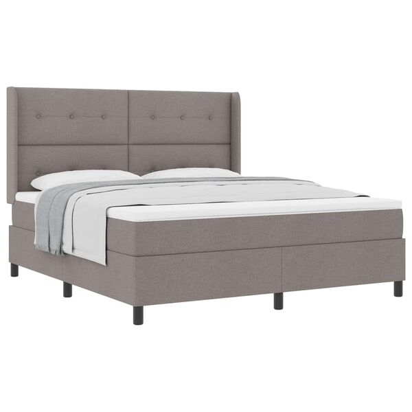 vidaXL Lit &agrave; ressorts avec matelas Taupe 180 x 200 cm tissu